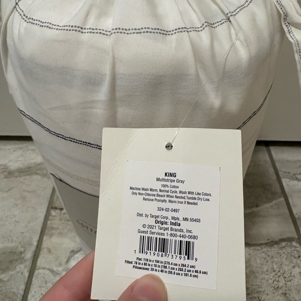 Hearth & Hand with Magnolia Striped White and Gray Bedding Set King Size - Picture 5 of 13
